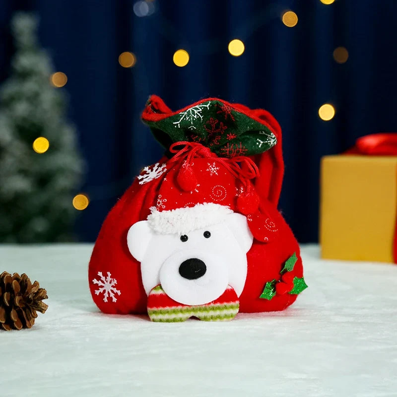 Christmas Gnome Figurine Gift Sack Traditional Motifs