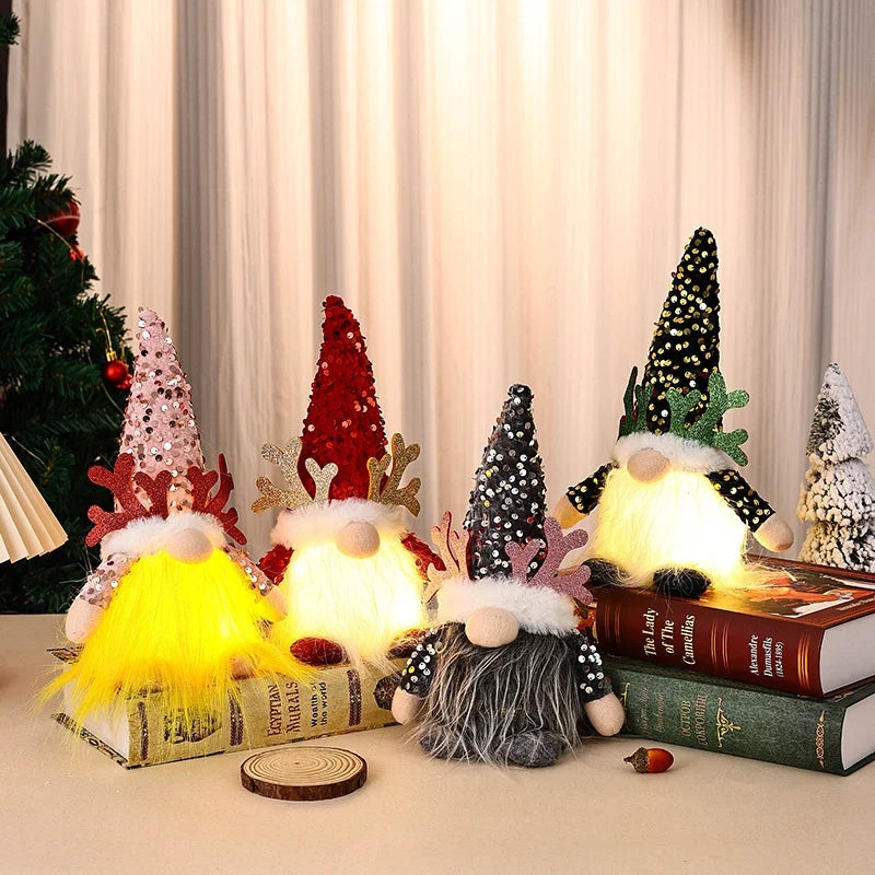 Christmas Gnome LED Illuminated Glitter Hat & Furry Beard