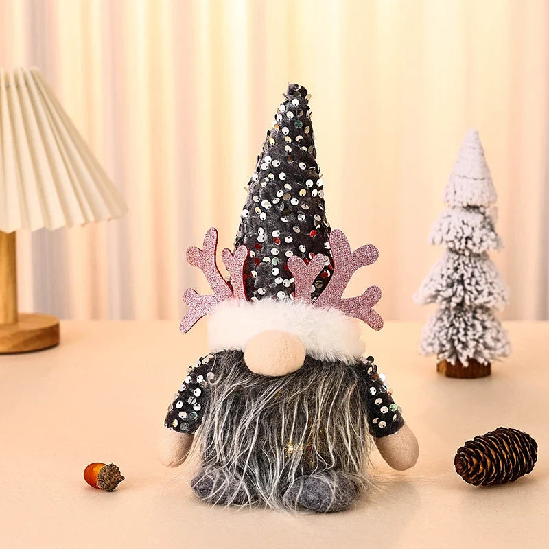 Christmas Gnome LED Illuminated Glitter Hat & Furry Beard