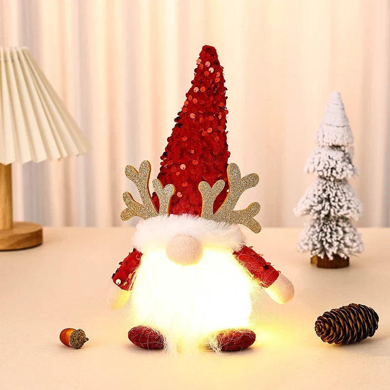 Christmas Gnome LED Illuminated Glitter Hat & Furry Beard