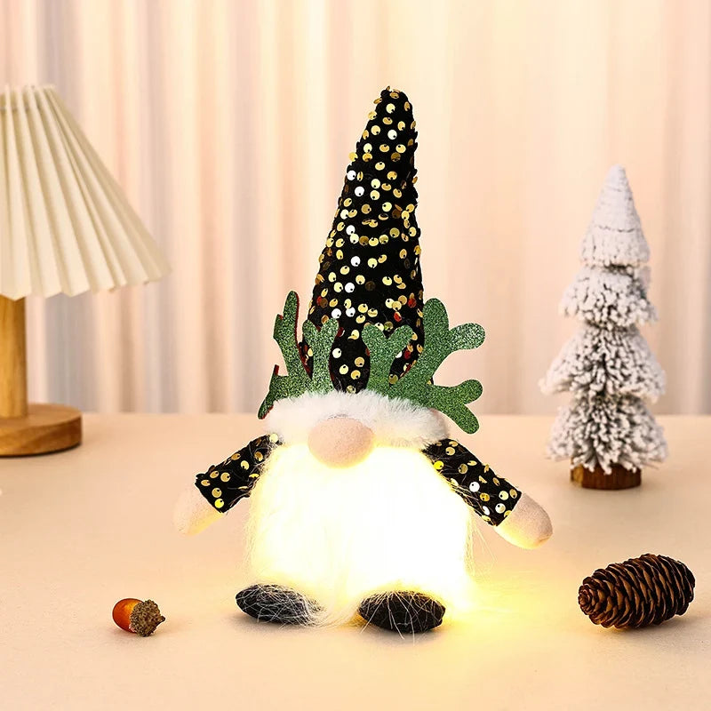 Christmas Gnome LED Illuminated Glitter Hat & Furry Beard