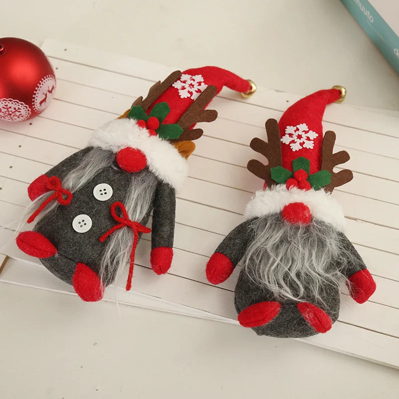 Christmas Gnome Santa Hat & Antlers Faux Fur Collar