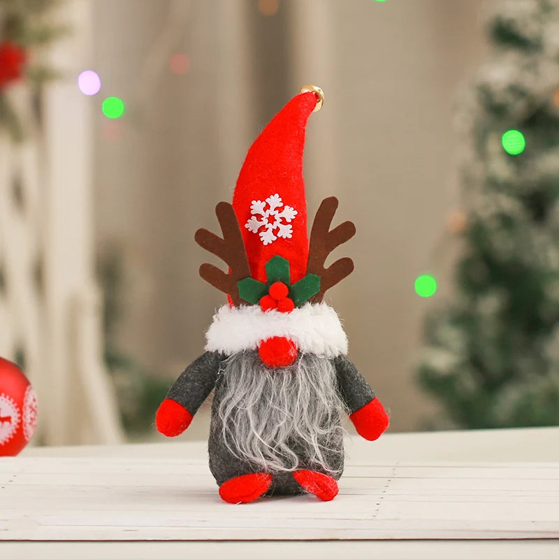 Christmas Gnome Santa Hat & Antlers Faux Fur Collar
