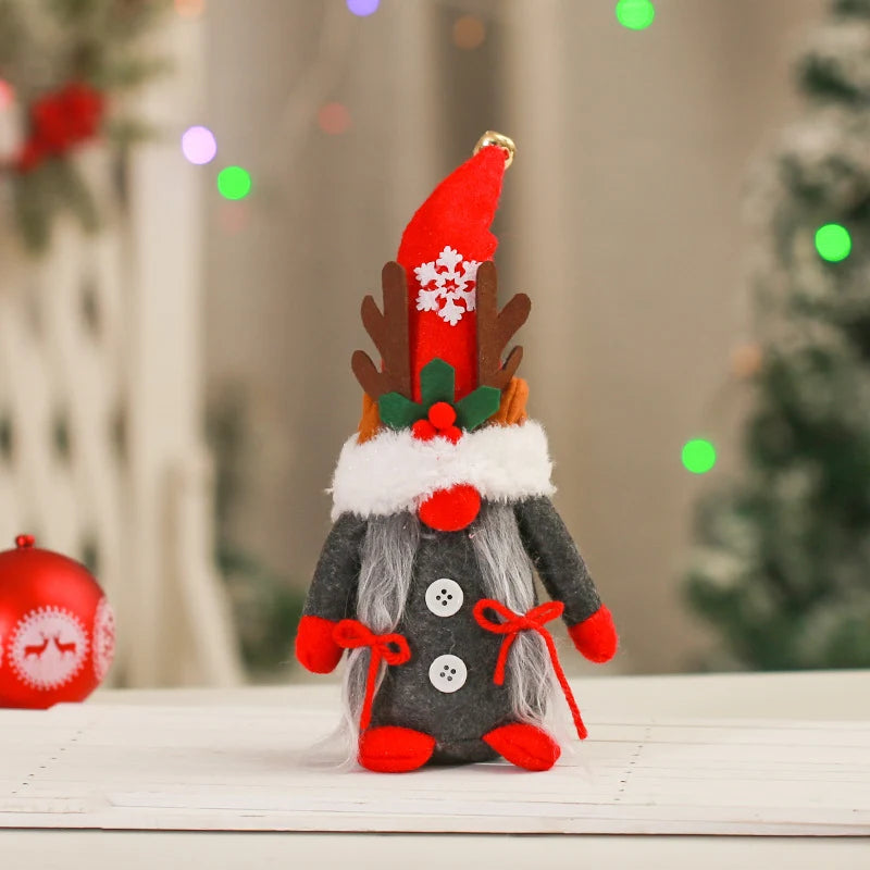 Christmas Gnome Santa Hat & Antlers Faux Fur Collar
