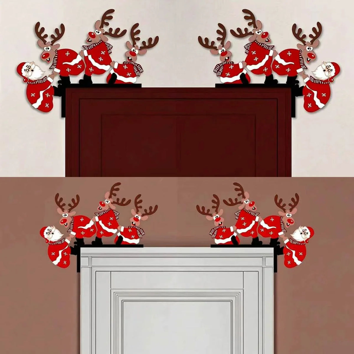 Christmas Hanging Decor Santa & Reindeer Easy To Hang
