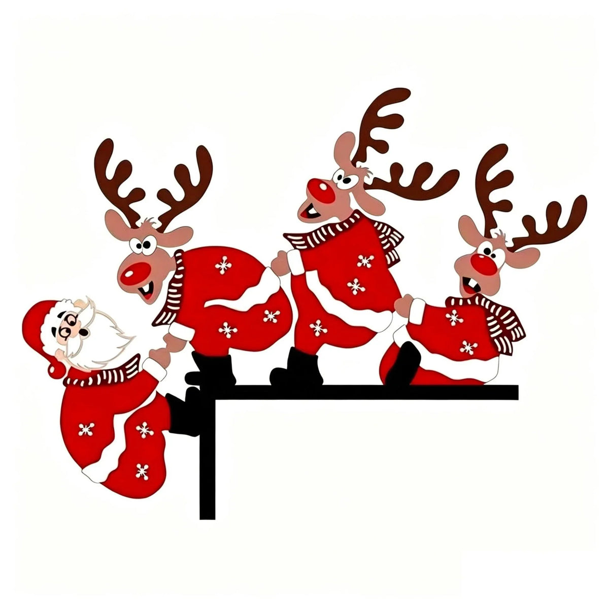 Christmas Hanging Decor Santa & Reindeer Easy To Hang