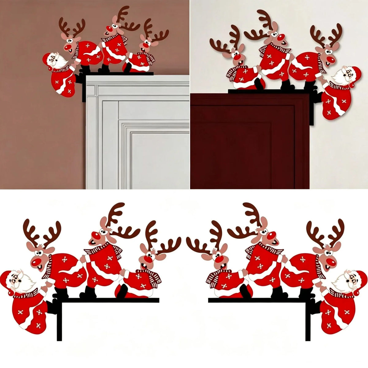 Christmas Hanging Decor Santa & Reindeer Easy To Hang