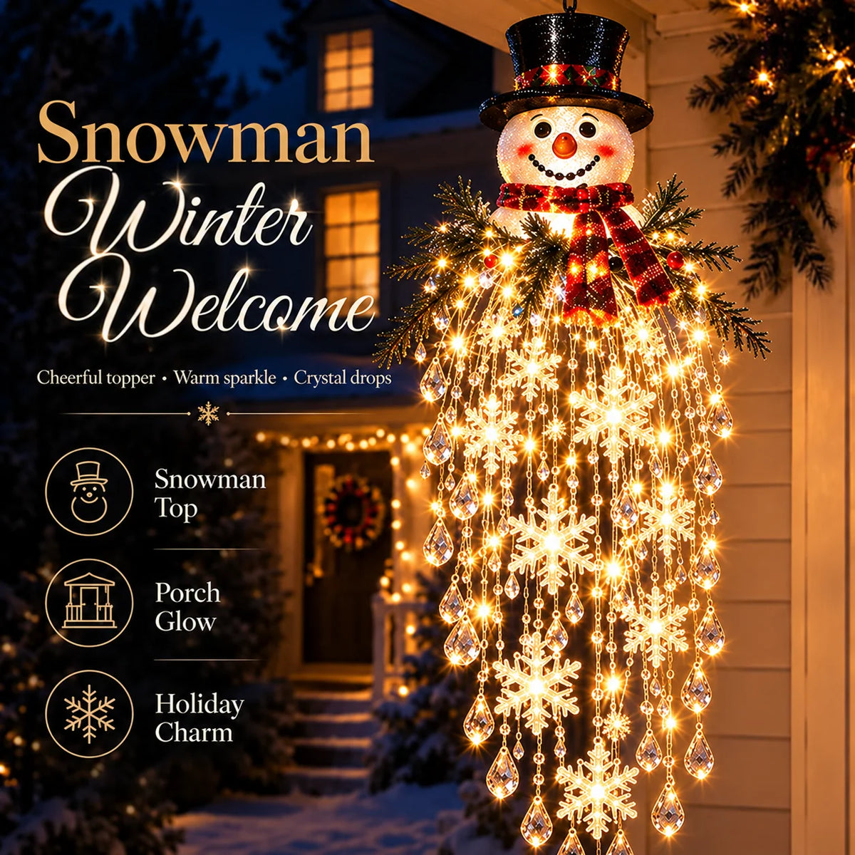 Christmas Hanging Light Cascading LED Crystal Drops