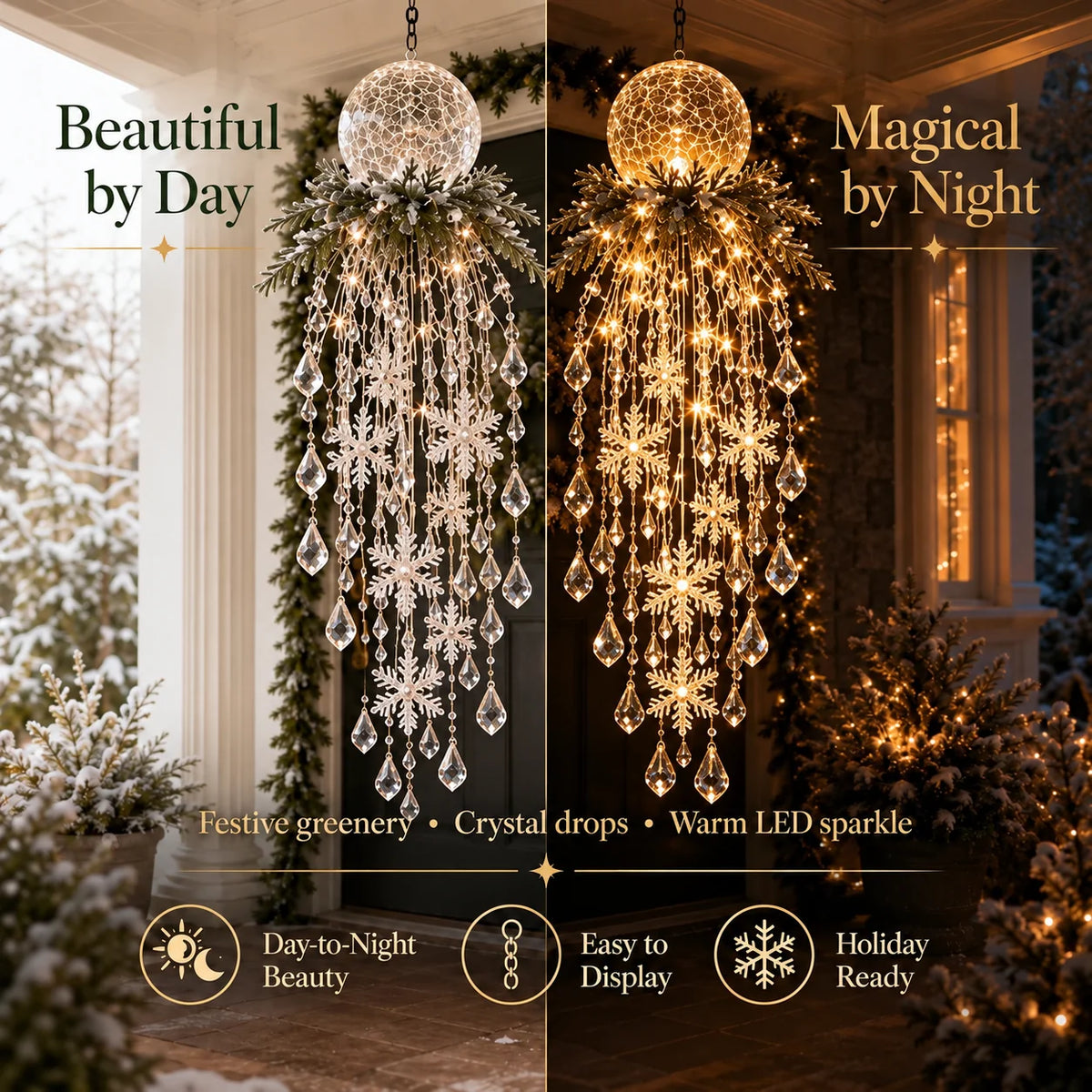 Christmas Hanging Light Cascading LED Crystal Drops