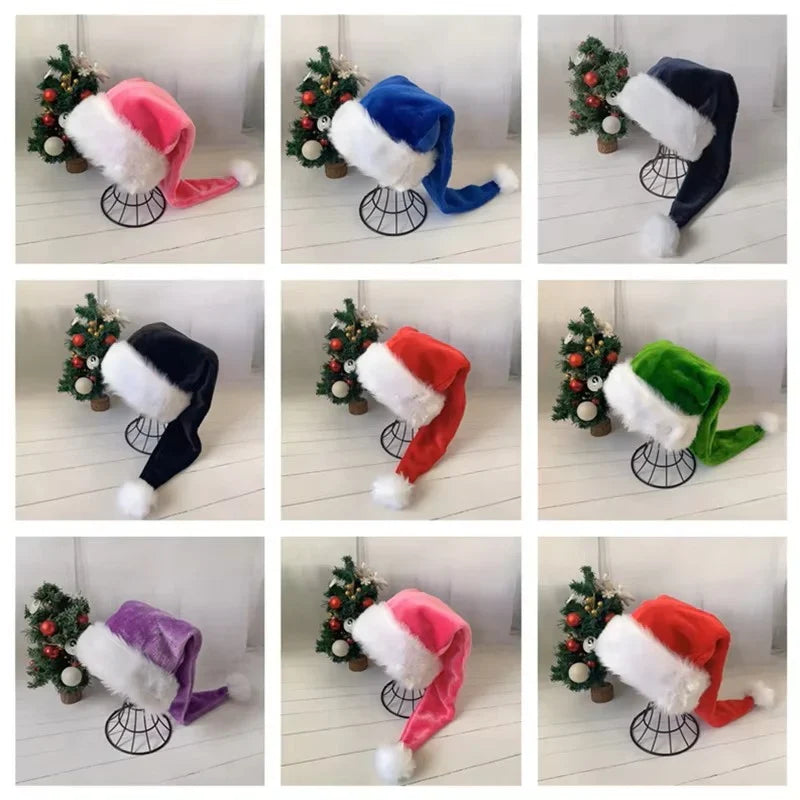 Christmas Hat Soft Fleece Plush Trim & Pom-Pom