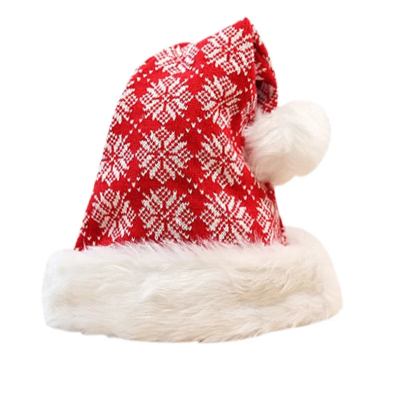 Christmas Hat Zigzag Knit Plush Trim Machine Washable
