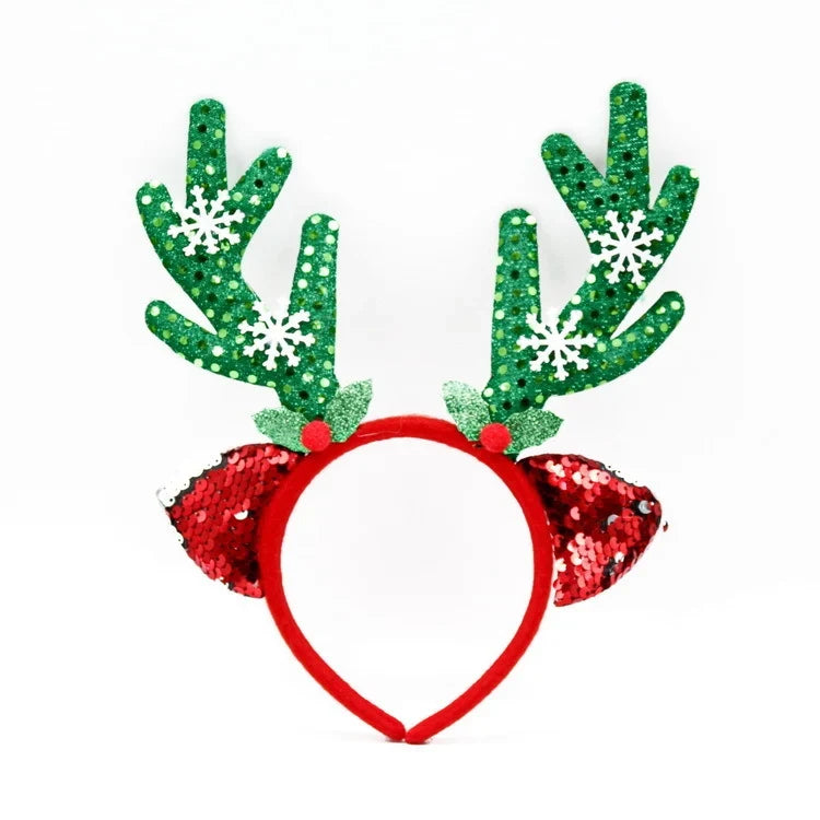 Christmas Headband Santa Figurines Sparkling Accents Comfortable Fit