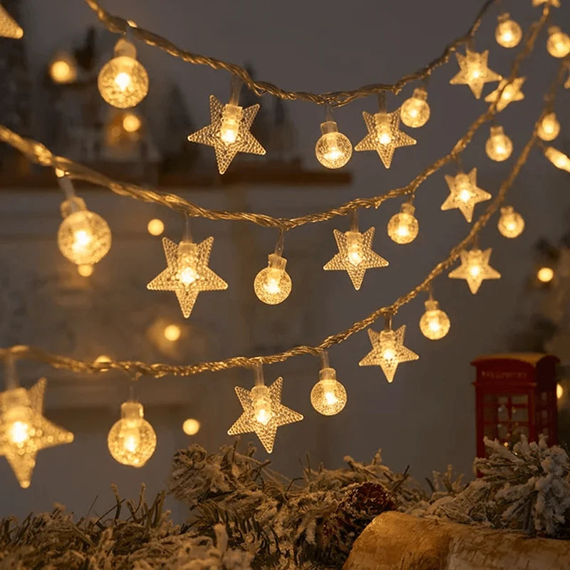 Christmas LED String Lights Battery-Powered Seasonal Designs