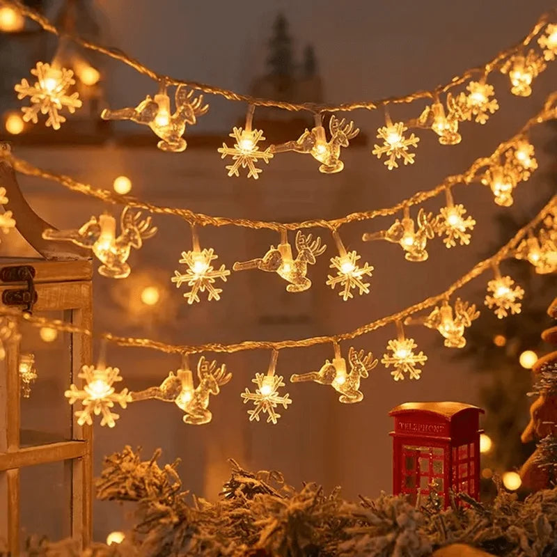 Christmas LED String Lights Battery-Powered Seasonal Designs