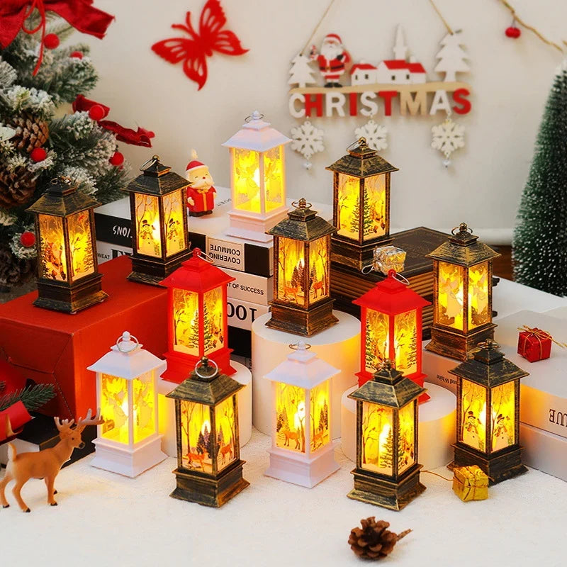 Christmas Lantern Animated Santa Motif Warm LED
