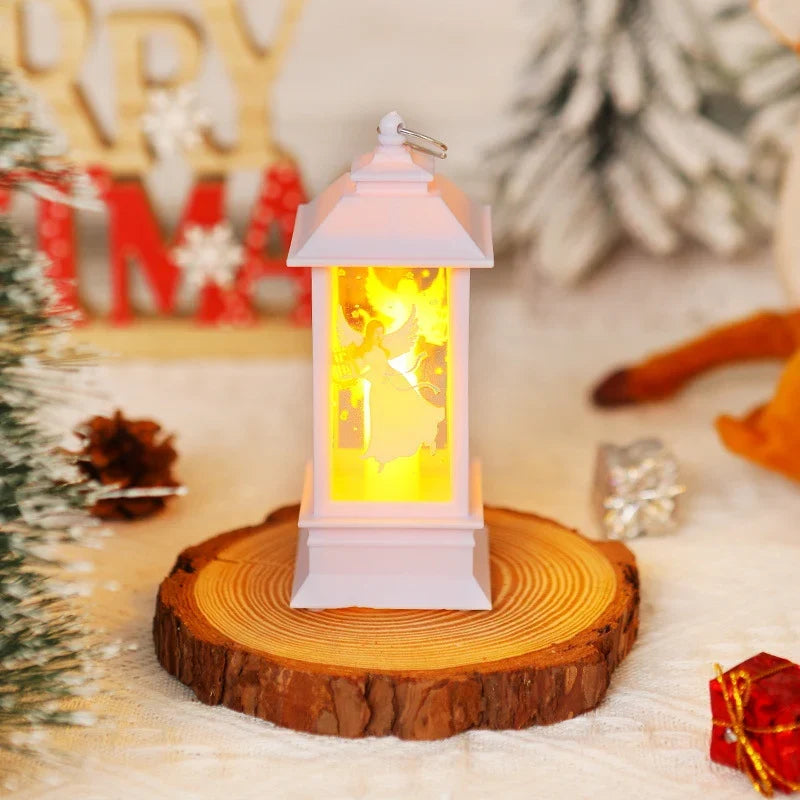 Christmas Lantern Animated Santa Motif Warm LED