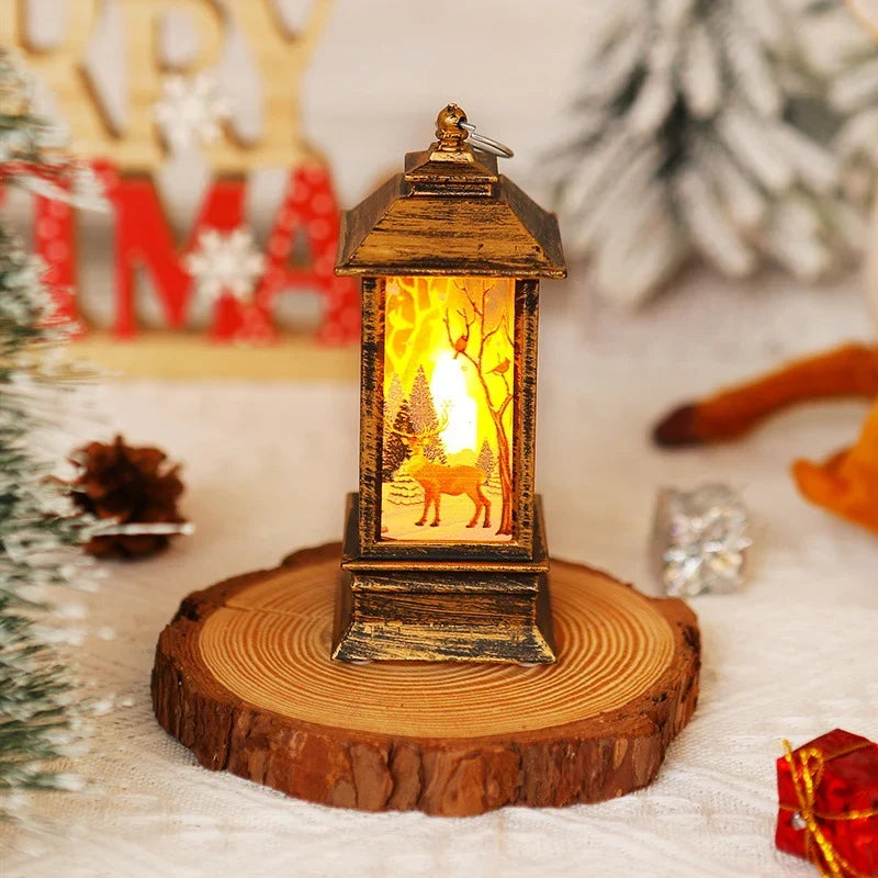 Christmas Lantern Animated Santa Motif Warm LED