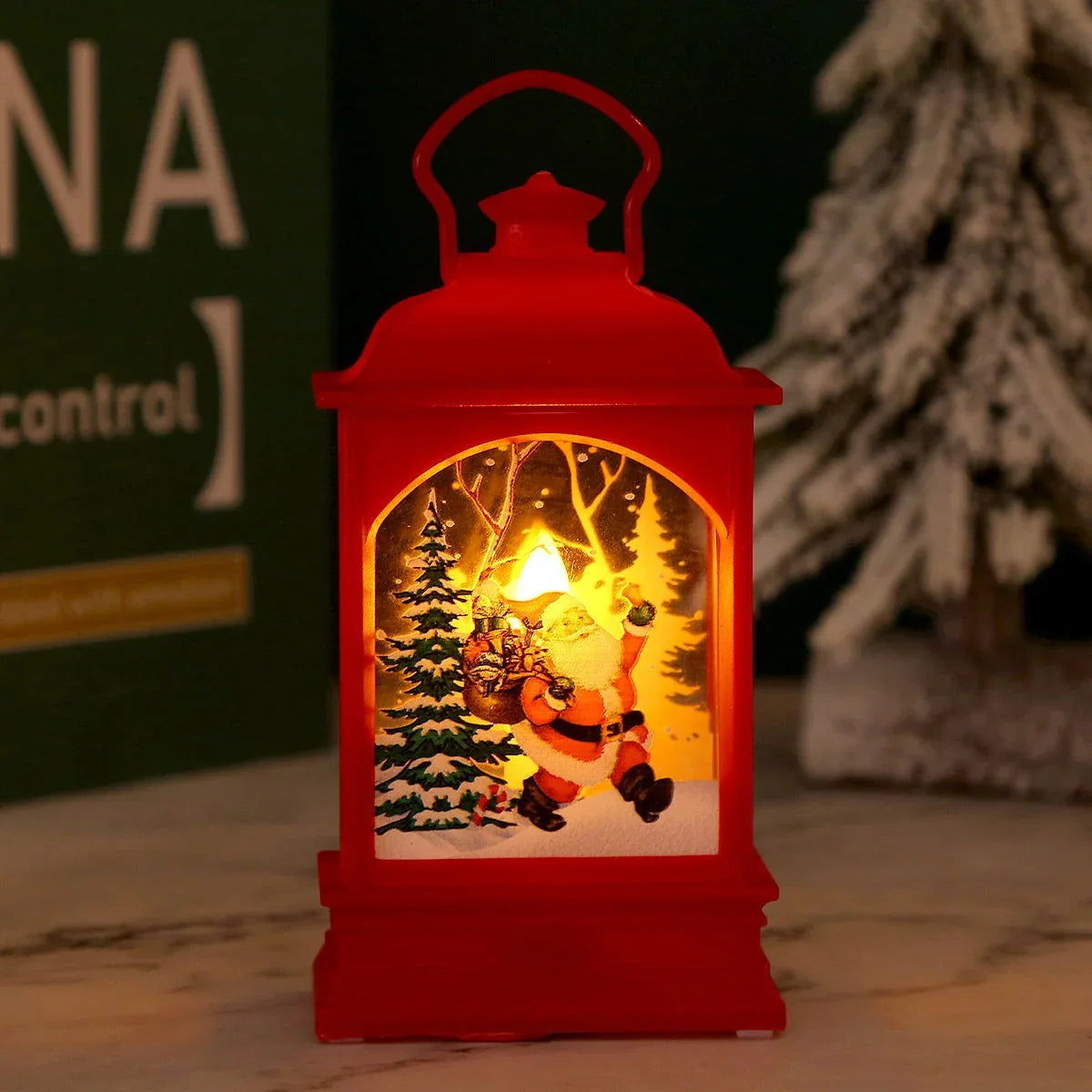 Christmas Lantern Animated Santa Motif Warm LED