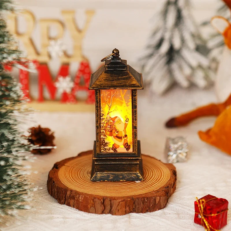 Christmas Lantern Animated Santa Motif Warm LED