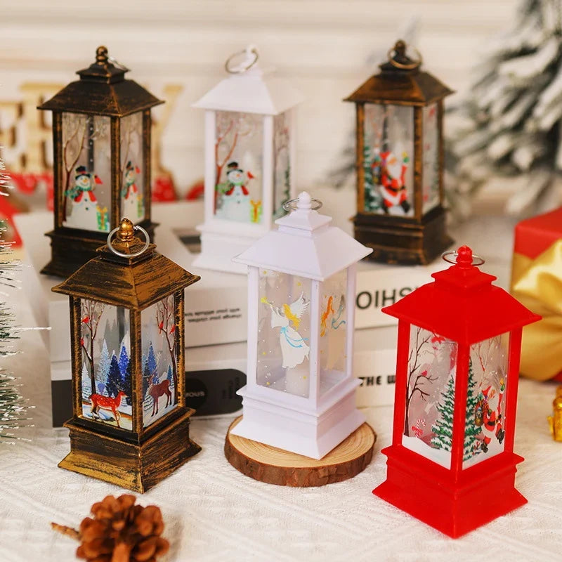 Christmas Lantern Animated Santa Motif Warm LED