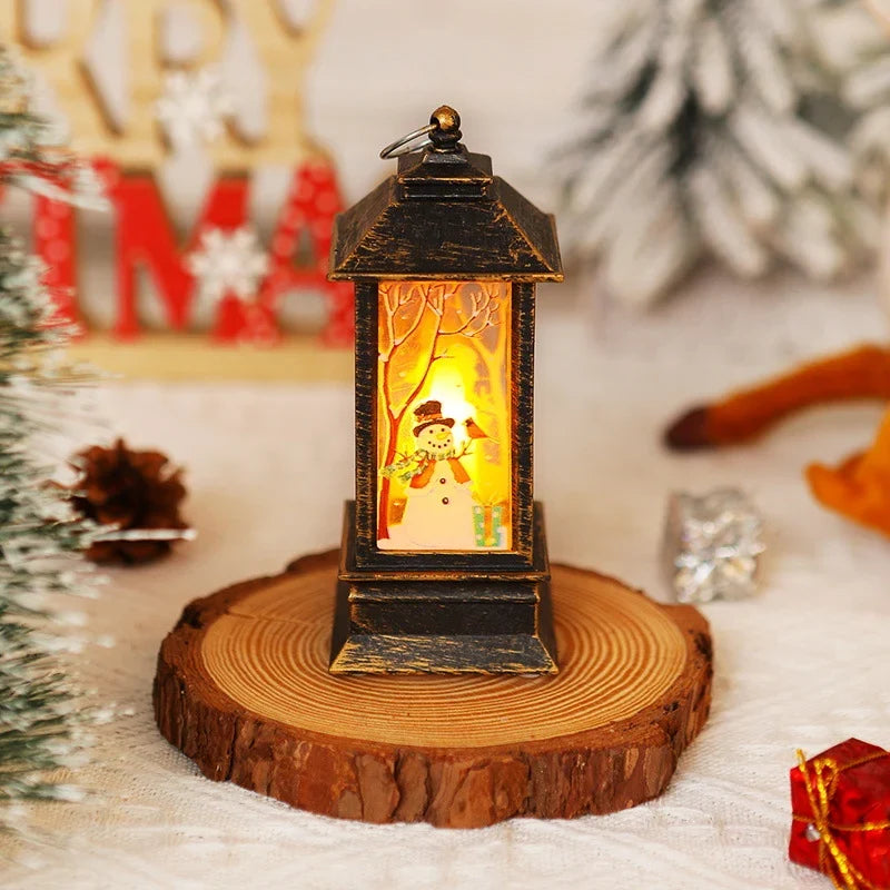 Christmas Lantern Animated Santa Motif Warm LED