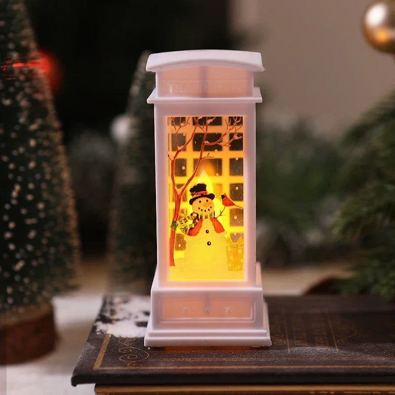 Christmas Lantern Animated Santa Motif Warm LED
