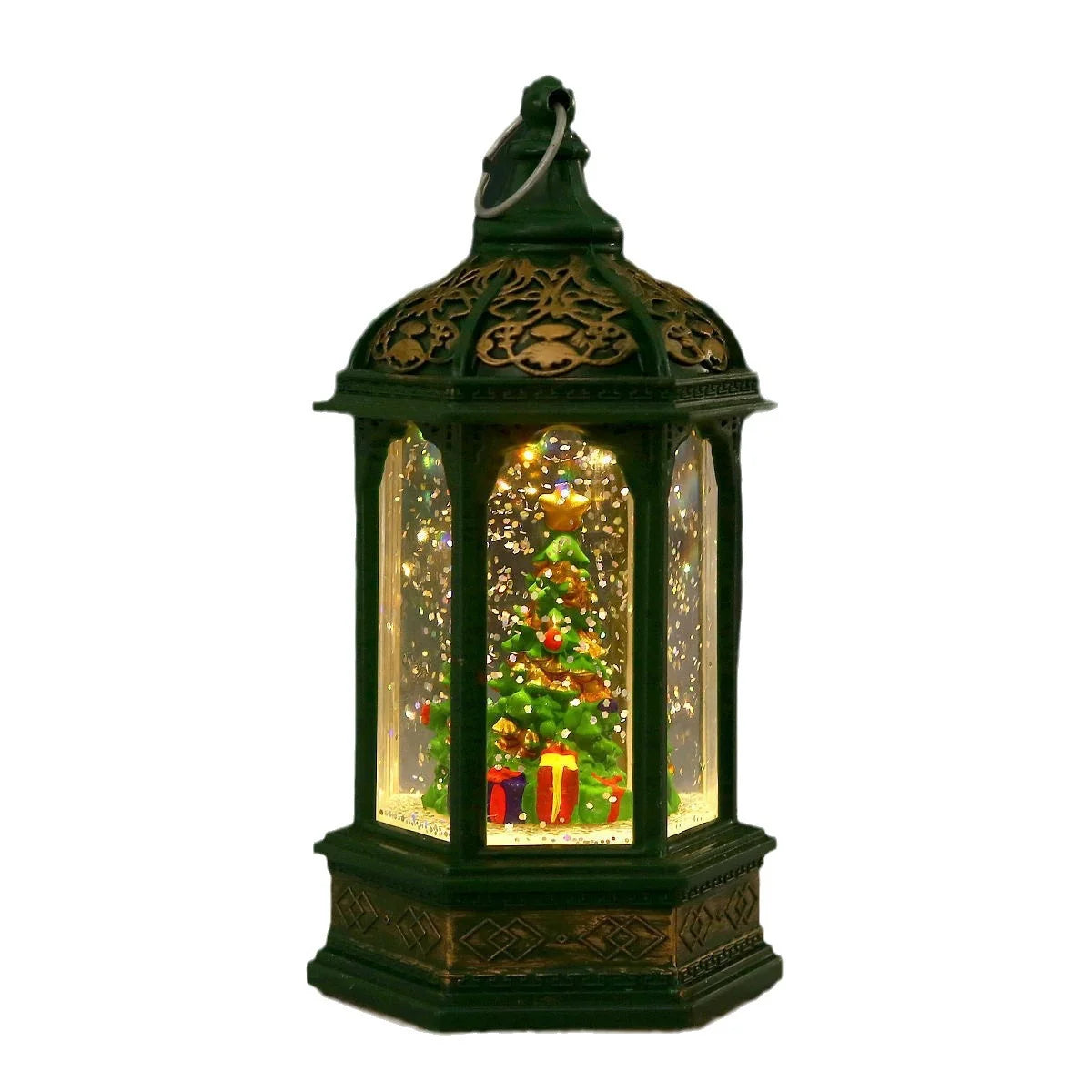 Christmas Lantern Animated Santa Movement Warm LED Battery-Free