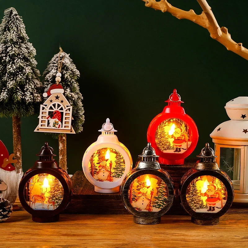 Christmas Lantern Flameless Soft LED Nostalgic Deer Scene