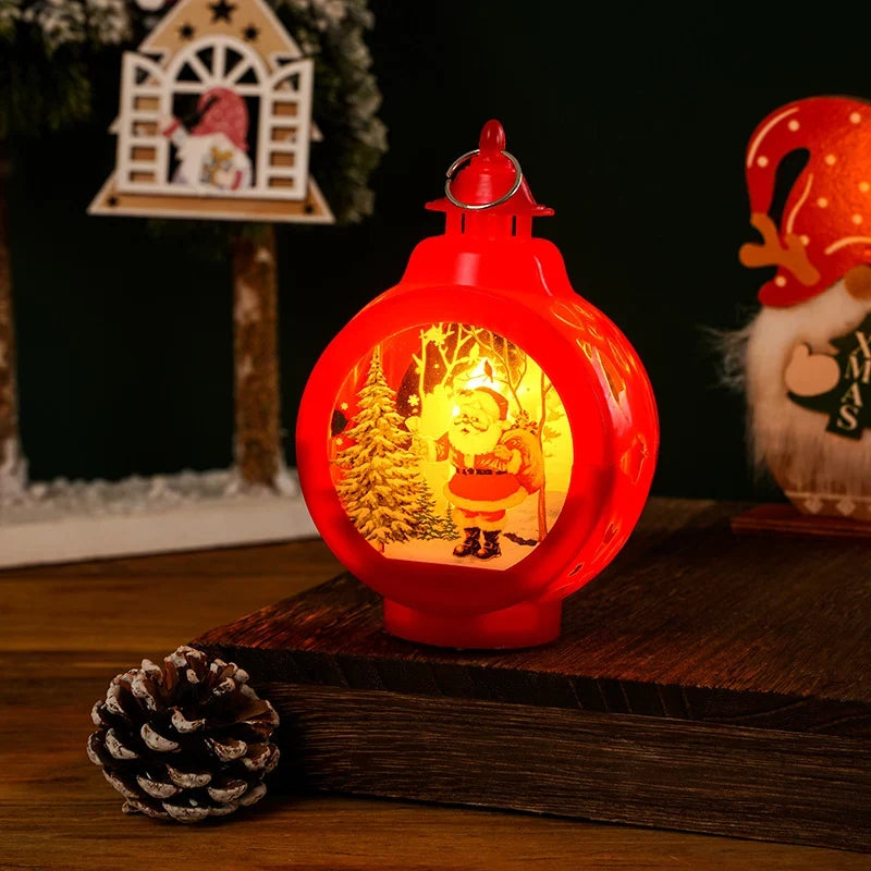 Christmas Lantern Flameless Soft LED Nostalgic Deer Scene