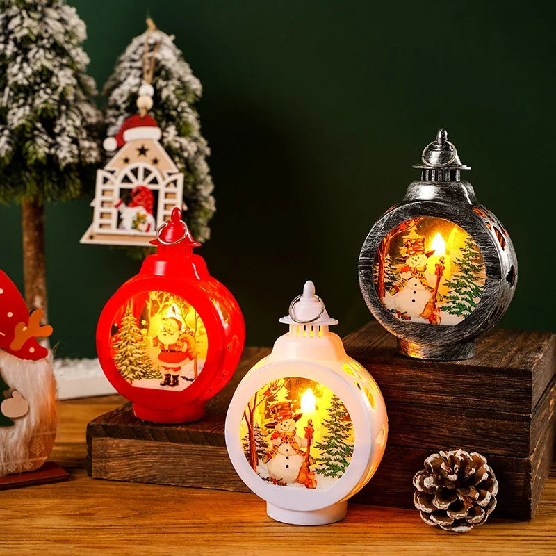 Christmas Lantern Flameless Soft LED Nostalgic Deer Scene