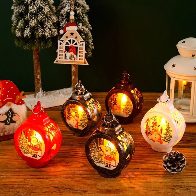 Christmas Lantern Flameless Soft LED Nostalgic Deer Scene