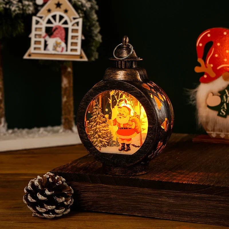 Christmas Lantern Flameless Soft LED Nostalgic Deer Scene