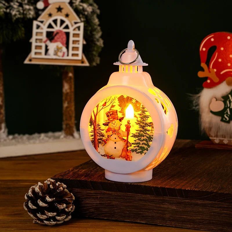 Christmas Lantern Flameless Soft LED Nostalgic Deer Scene