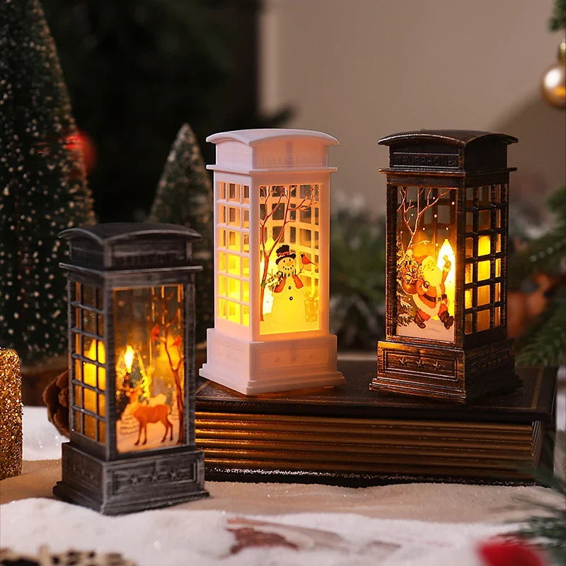Christmas Lantern Hand-Painted Snowman Warm White LED