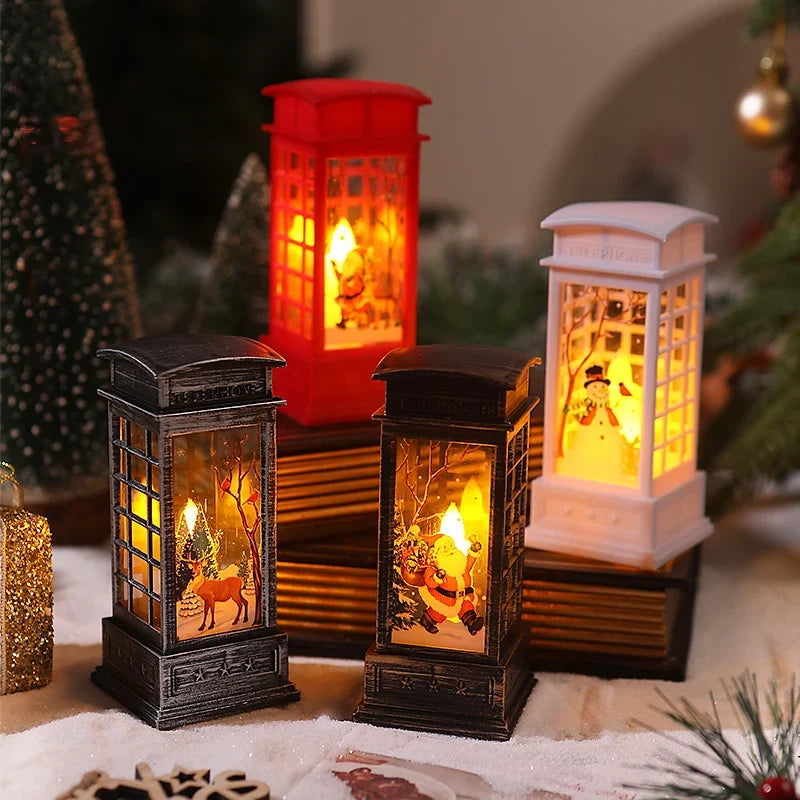 Christmas Lantern Hand-Painted Snowman Warm White LED
