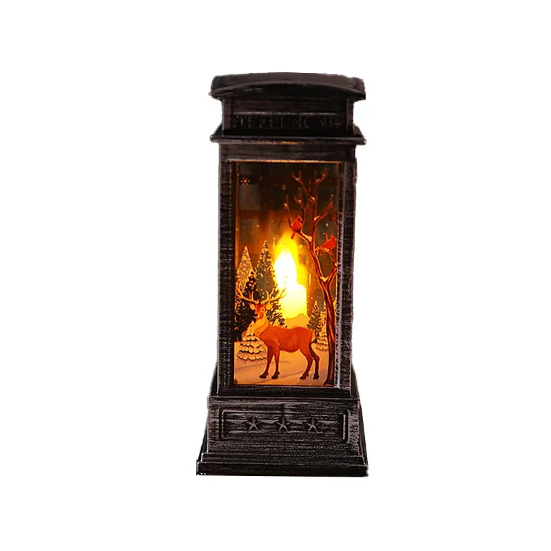 Christmas Lantern Hand-Painted Snowman Warm White LED