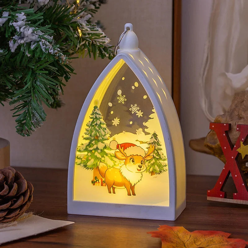 Christmas Lantern Integrated LED & Festive Santa Scene