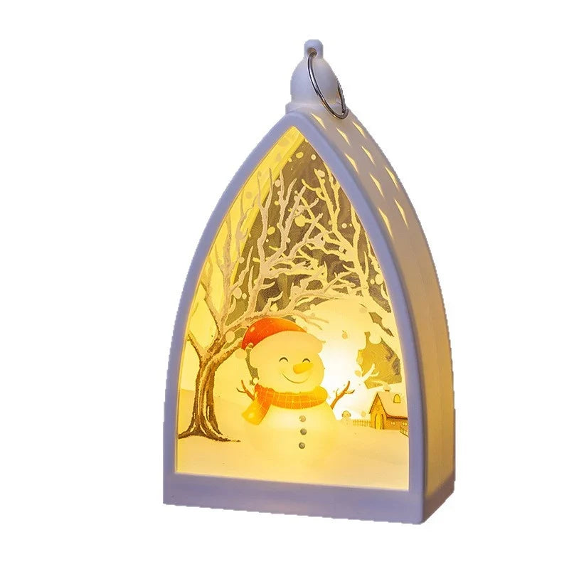 Christmas Lantern Integrated LED & Festive Santa Scene