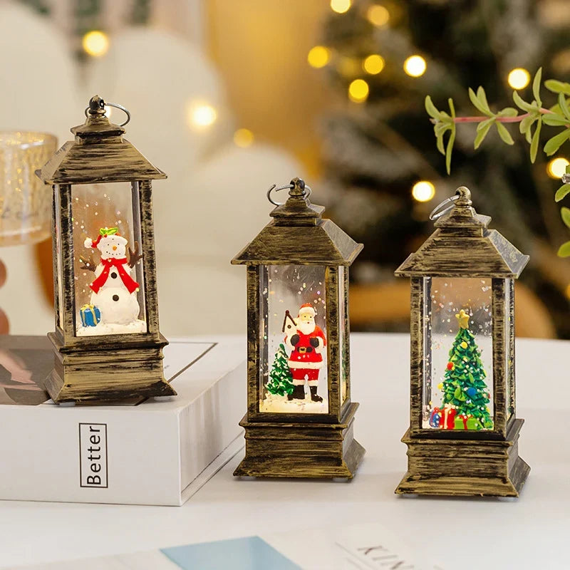 Christmas Lantern Integrated LED & Snow Effect