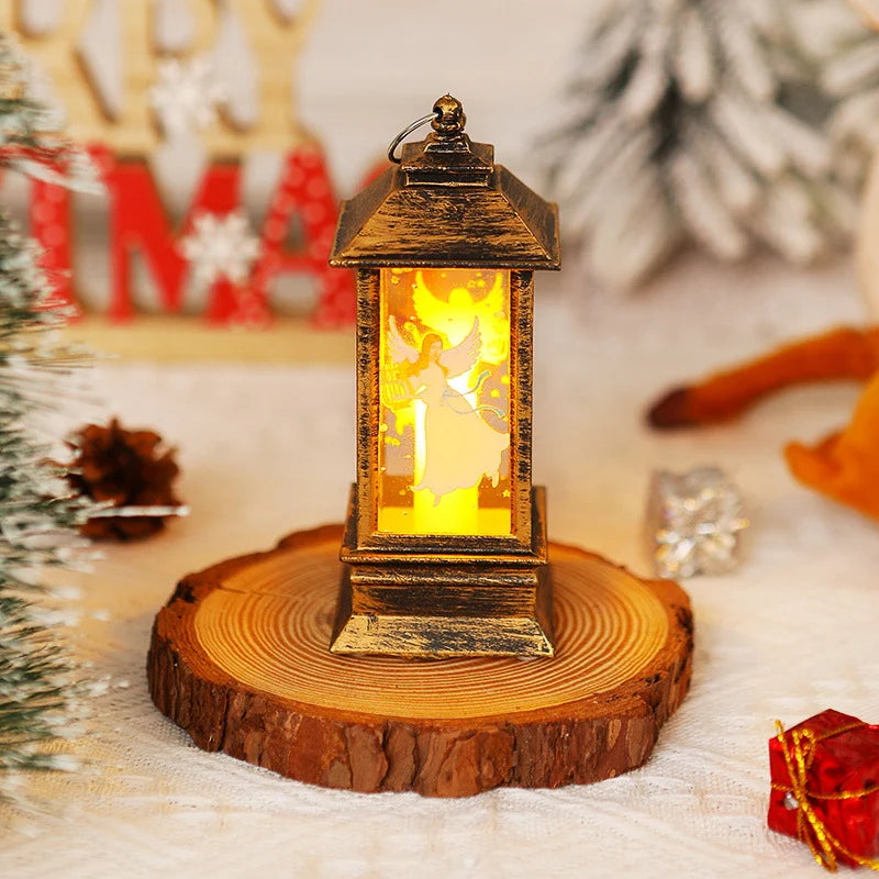Christmas Lantern LED Moving Santa Motif Warm Glow