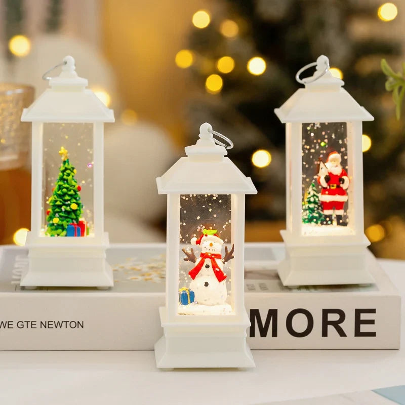 Christmas Lantern LED Santa Snow Scene