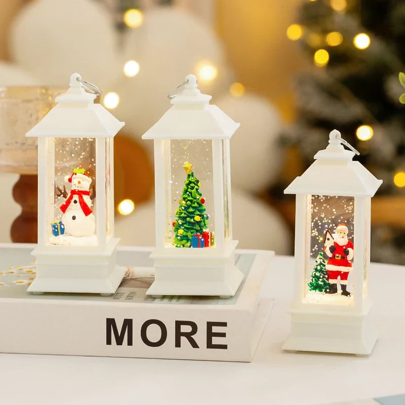 Christmas Lantern LED Santa Snow Scene
