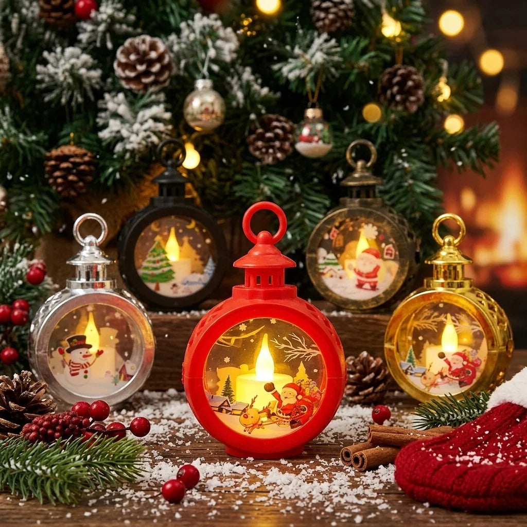 Christmas Lantern Realistic LED Flame Festive Motifs