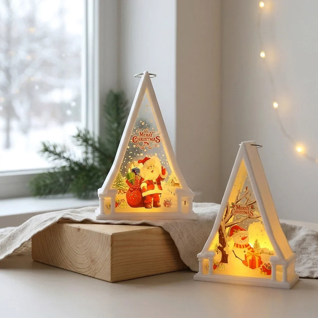 Christmas Lantern Reindeer Motif Tabletop Warm Glow