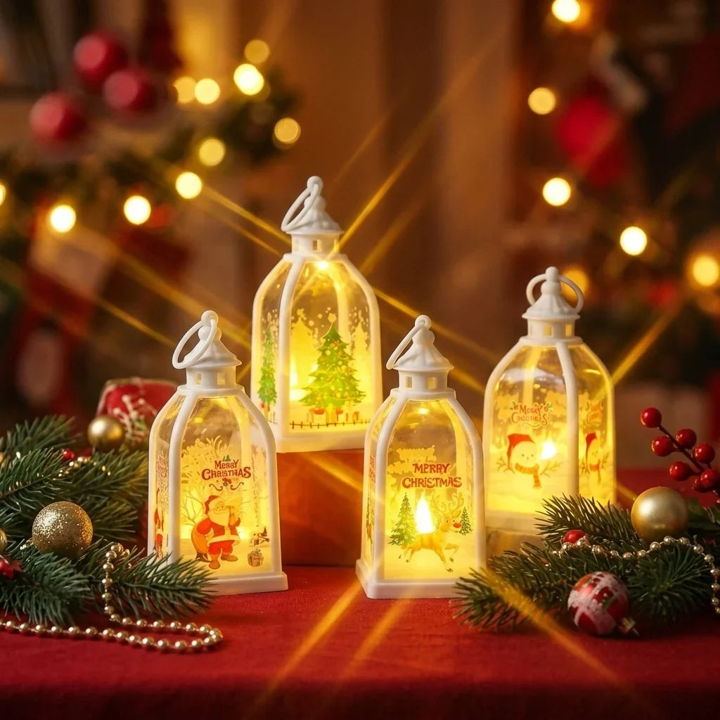 Christmas Lantern Santa Motif Soft Back Lighting