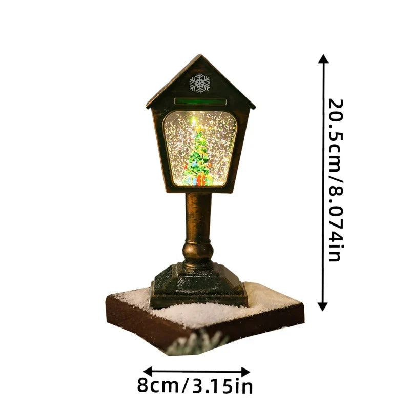Christmas Lantern Santa Scene Glitter Snow Effect