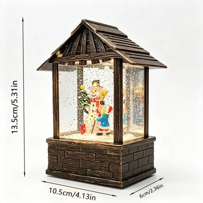 Christmas Lantern Snow Globe Built-In LED & Battery-Free