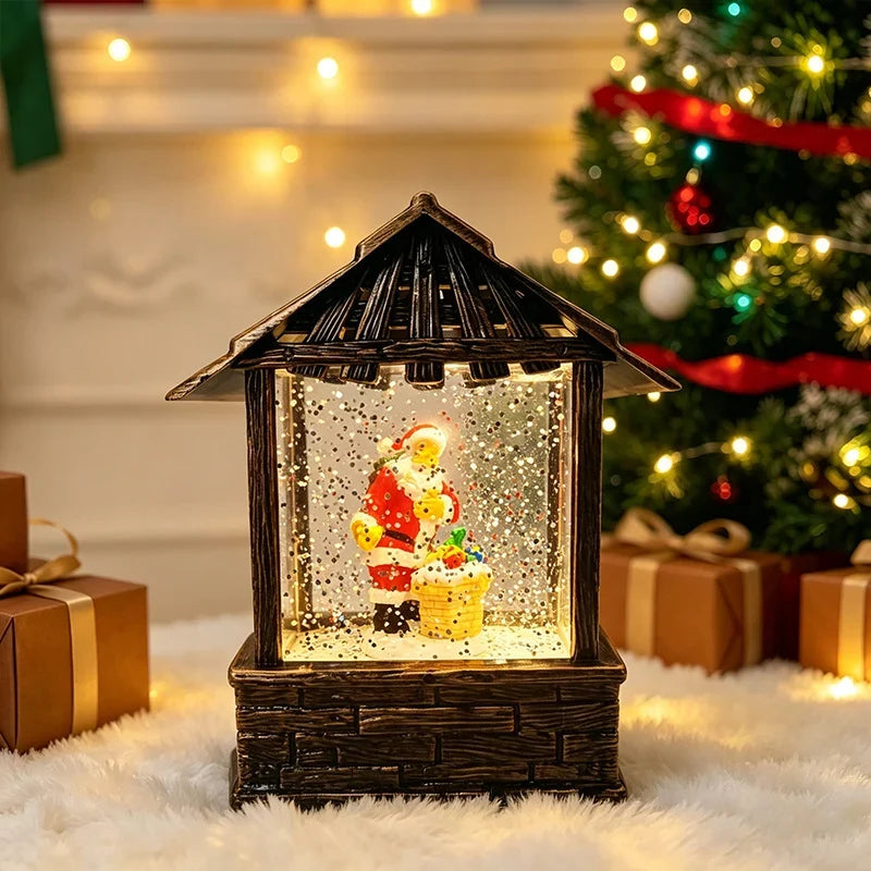 Christmas Lantern Snow Globe Built-In LED & Battery-Free
