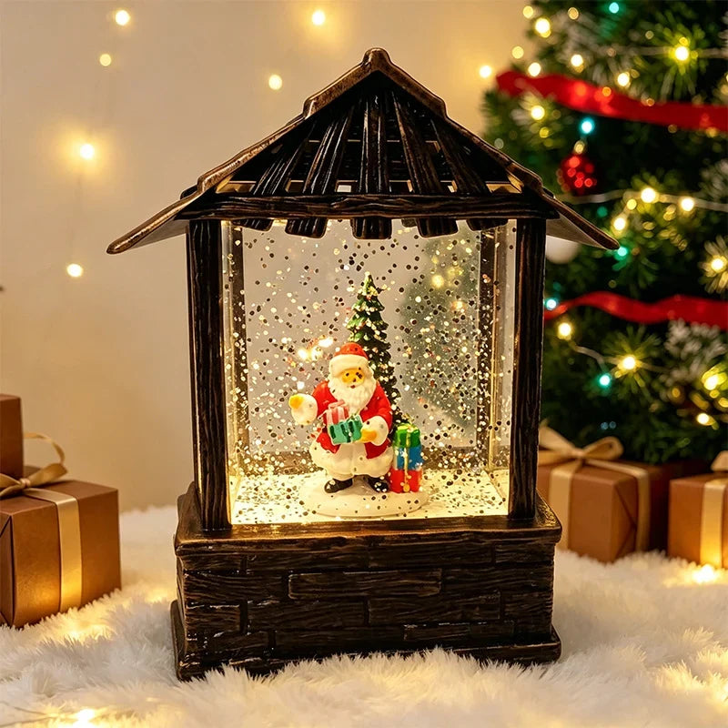 Christmas Lantern Snow Globe Built-In LED & Battery-Free