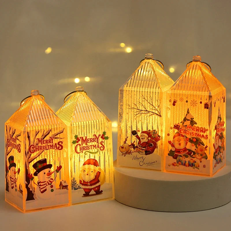 Christmas Lantern Snowman & Elk Warm LED Portable